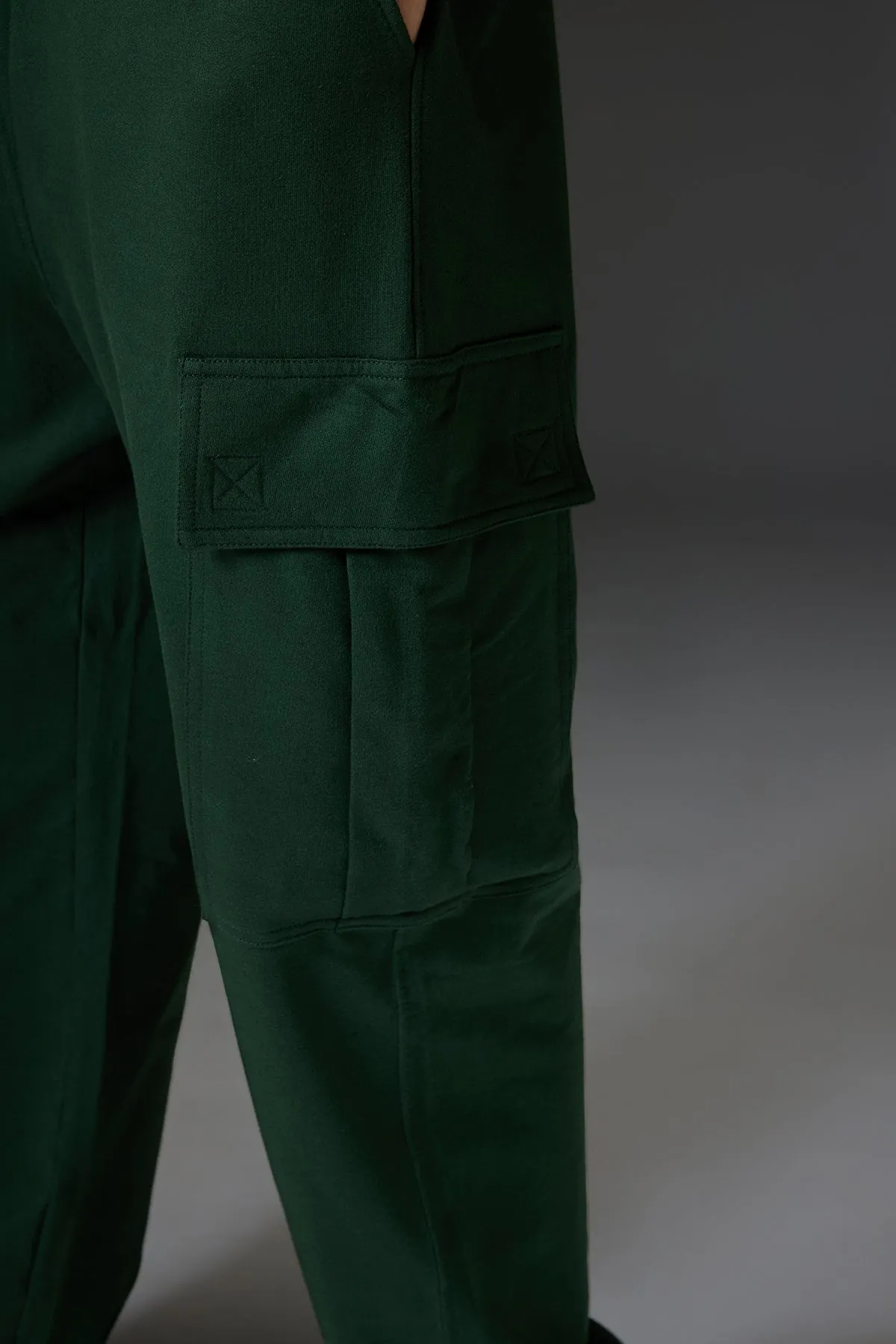 Relaxed Fit Cotton Knitted Men's Jogger Cargos - Olive