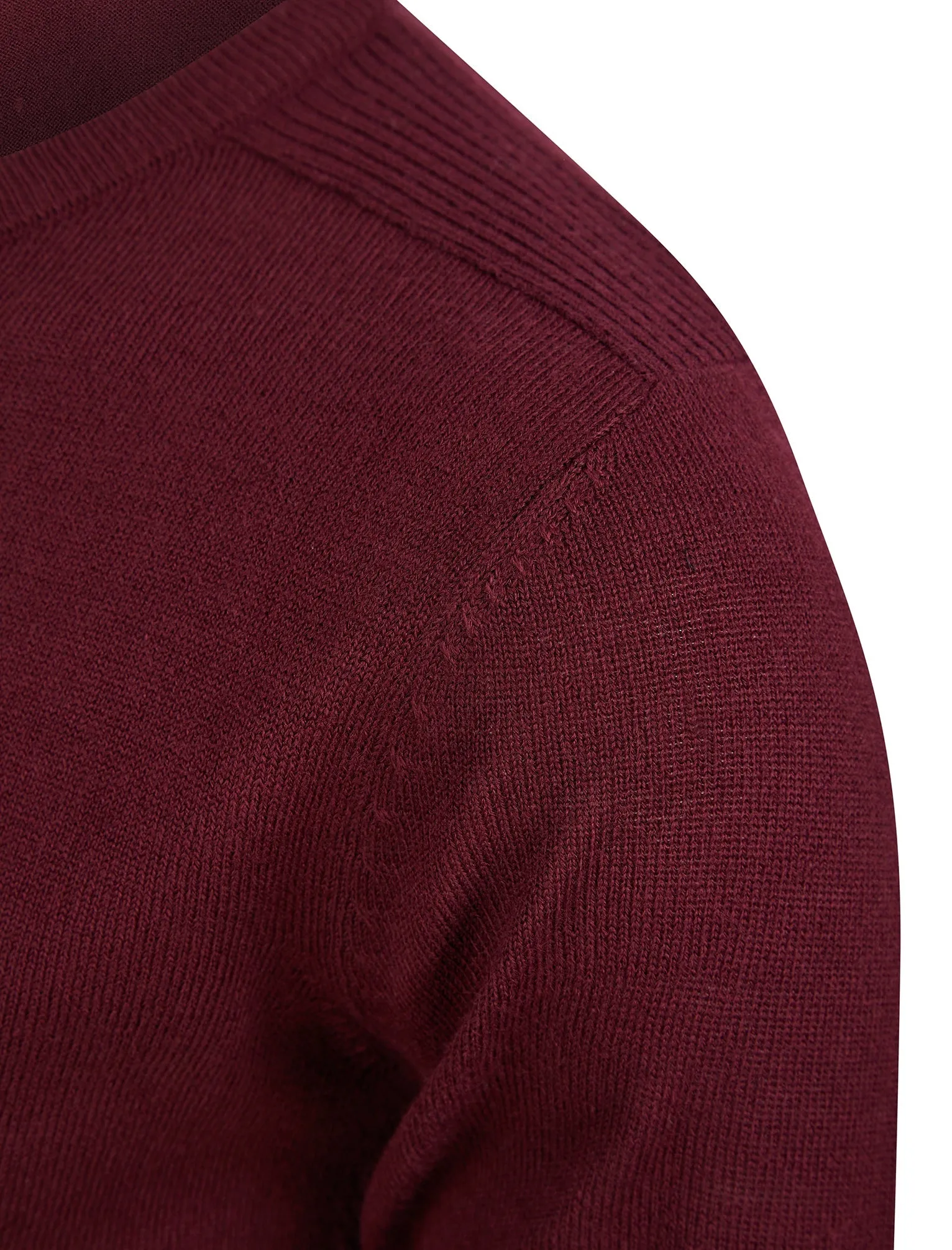 Rubik V-Neck Knitted Jumper in Zinfandel - Kensington Eastside