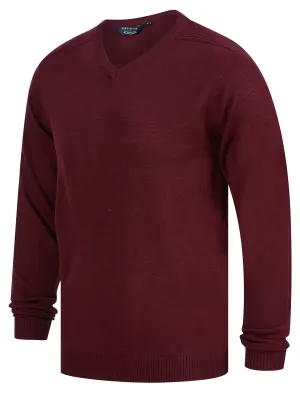 Rubik V-Neck Knitted Jumper in Zinfandel - Kensington Eastside