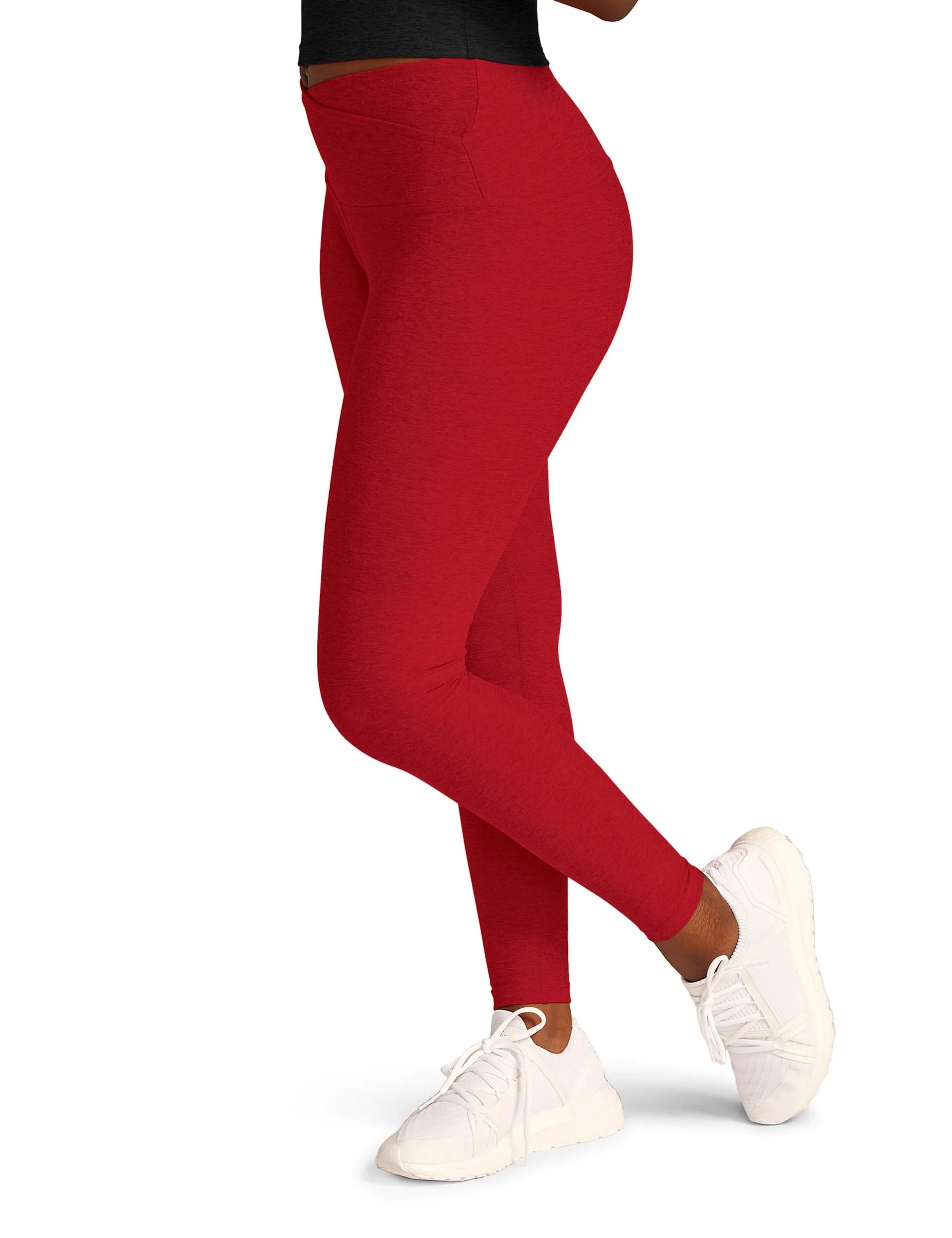 Spacedye At Your Leisure High Waisted Midi Legging - Ruby Red Heather