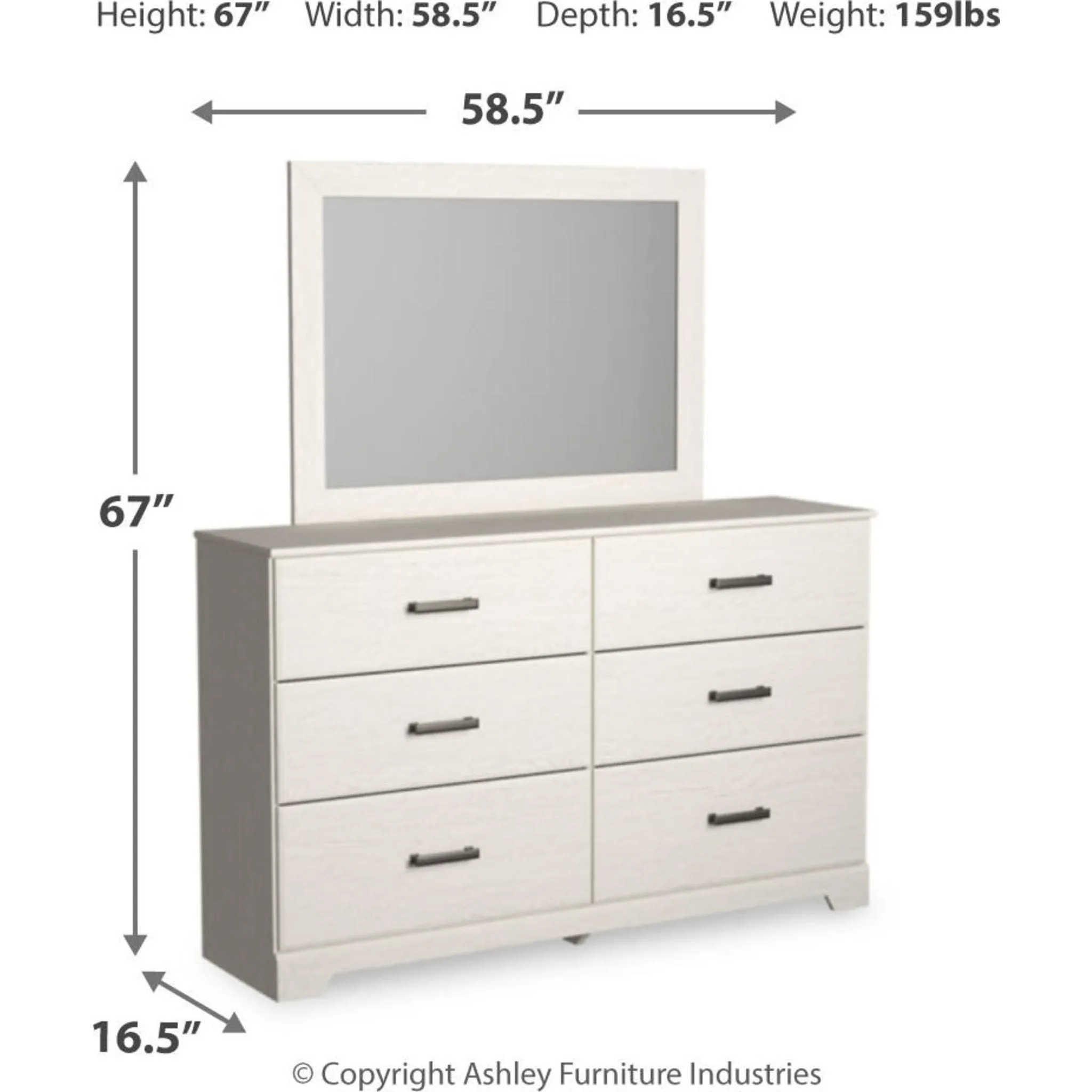 Stelsie Dresser and Mirror - White