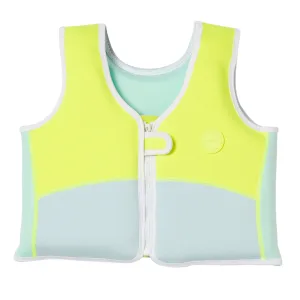 Sunnylife Salty The Shark Swim Vest 3-6 Aqua Neon Yellow SCMSVAQL