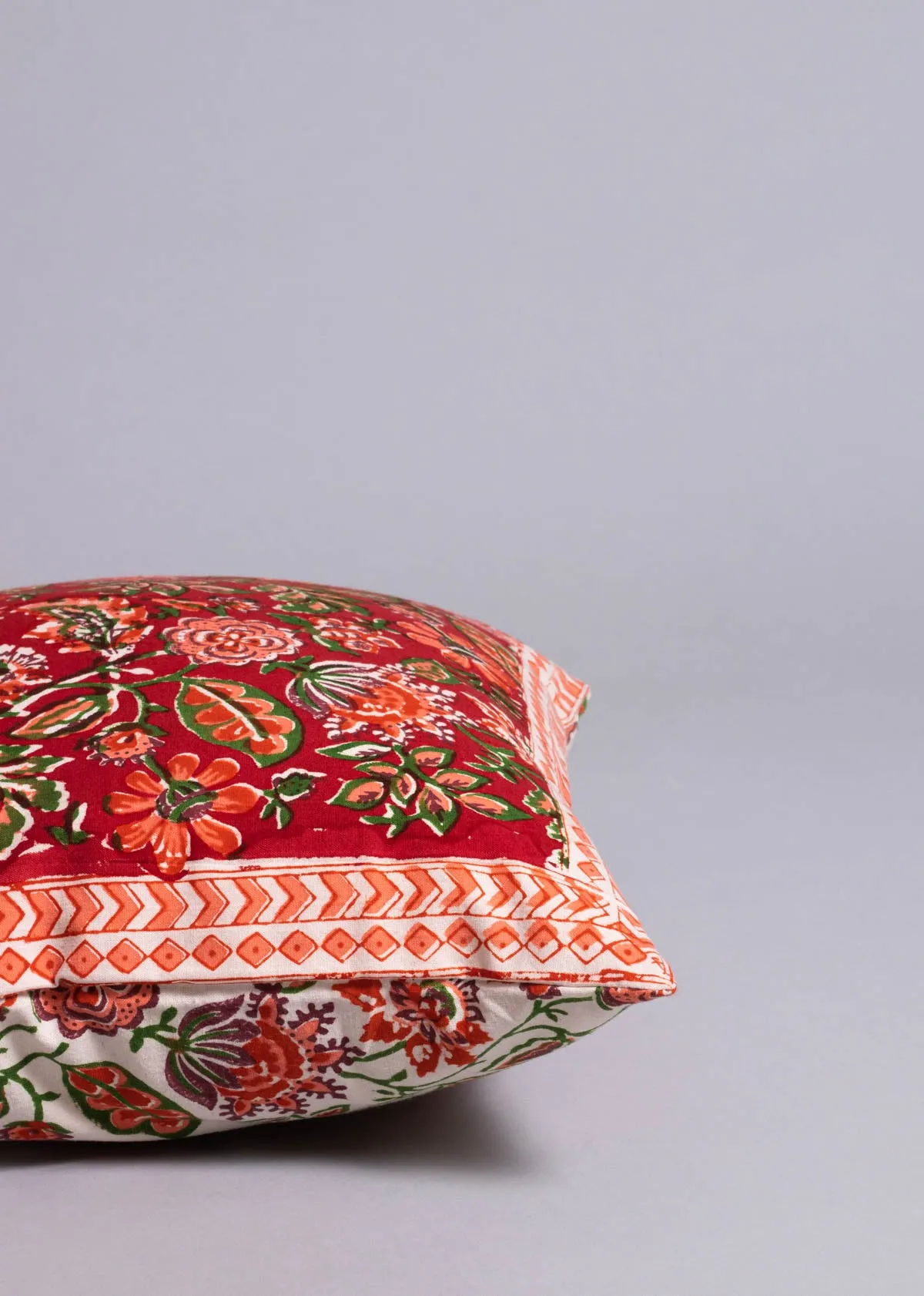Tropical Retreat Hand Block Printed Cushion Cover