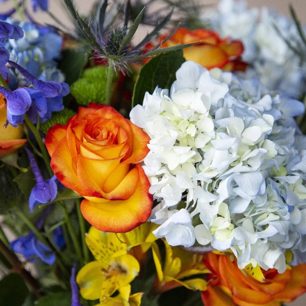 Vibrant Hydrangea Sunset Flower Bouquet