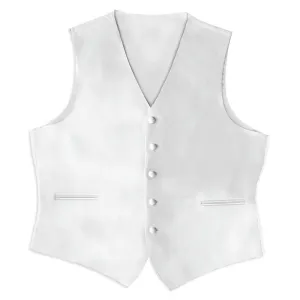 White Satin Full Back Tuxedo Vest
