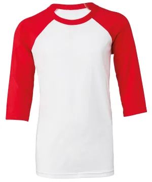White/Red - Youth ¾ sleeve baseball tee