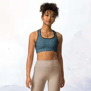 Wintery Blue Polka Dot Sports Bra