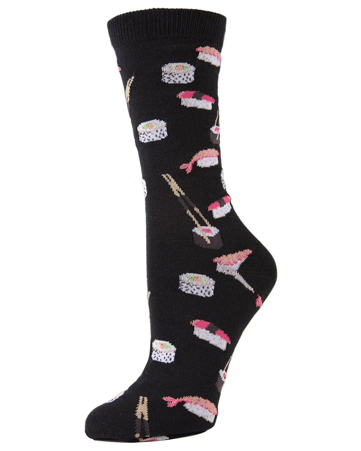 Women's Bamboo Crew Socks - Sushi Black