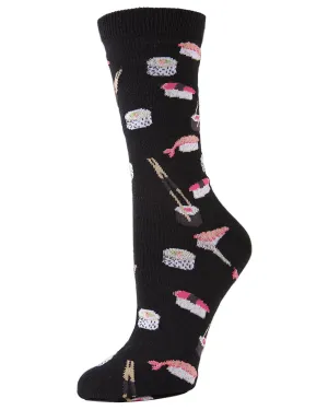 Women's Bamboo Crew Socks - Sushi Black