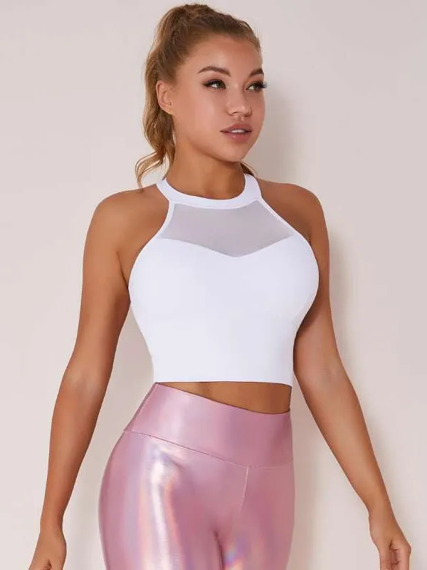 ZASUWA Female Sexy Stylish Laser Mesh Vests Sportswear