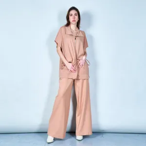 Zip-up short-sleeve hoodie with pockets wholesale